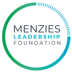 Menzies Leadership Foundation logo featuring circular design with green and blue gradient, reflecting a commitment to leadership and community engagement.