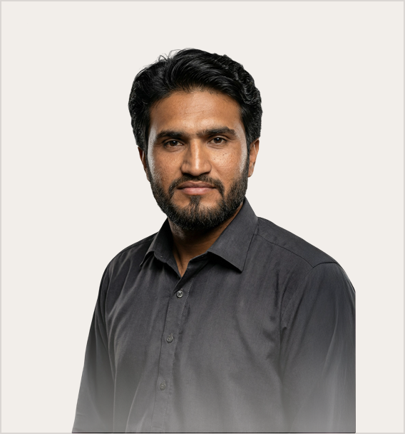 Zahid Bilal, email specialist at Kreative Angle, posing in a dark shirt against a neutral background, representing the agency's commitment to personalized digital marketing strategies.